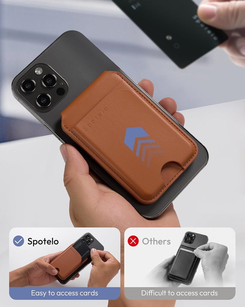 Spotelo Magnetic Wallet for iPhone, Compatible with MagSafe Adjustable Stand Wallet, RIFD Blocking Leather Magnetic Card Holder for iPhone 17/16/15/14/13/12 Series, Not for iPhone 13/12 Mini(Brown) - Image 4